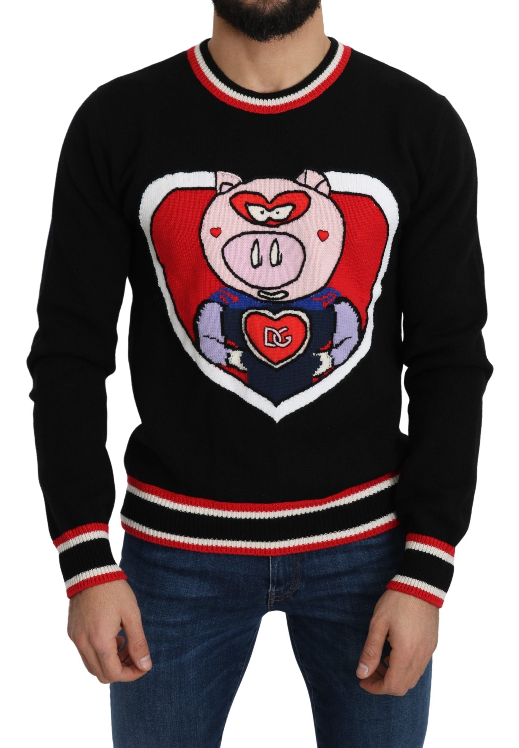 Dolce & Gabbana Siyah Kaşmir Kazak Yılın Domuzu